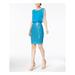 CALVIN KLEIN Womens Teal Sequined Mesh Sleeveless Jewel Neck Knee Length Sheath Party Dress Size: 2