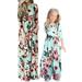 Colisha Summer Floral Dress for Women Girls Boho Beach Crewneck Empire Waist Printed Dress Maxi Sundress Green Girls 100