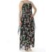 BAR III Womens Black Floral Ruffled Spaghetti Strap Square Neck Maxi Party Dress Size: XS