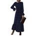 Avamo Ladies Polka Dot Vintage Swing Dress Pleated Smock Hem Tunic Dress Womens Flared Cuff Party Dress Ruffle Hem Pleated T Shirt Dress