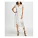 DKNY Womens White Short Sleeve V Neck Midi Wrap Dress Dress Size 12