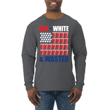 Red White And Wasted Americana / American Pride, patriotic Shirt, American Shirt, Patriotic Shirt, fourth of july shirt, American Flag, USA Mens Long Sleeve Shirt