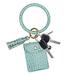 Wristlet Bracelet Keychain, Credit Card Key Chain Wallet with Tassel PU Leather Keychain Keys Cards Holder BangleÂ Key Ring Wrist Strap for Women Girl-Crocodile-Green
