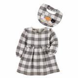 Mud Pie Baby Girls Halloween Thanksgiving Turkey Gingham Dress & Bib Set