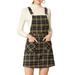 Allegra K Women's Adjustable Strap Plaid Suspender Overall Dress