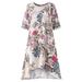 Mojoyce Chinese Style Women Short Sleeve Flower Printed O-Neck Dress (Rose L)