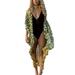 Avamo Women Chiffon Kimono Cardigan Floral Leopard Print Asymmetric Boho Loose Outerwear Beachwear Bikini Cover Up Swimsuit
