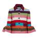 ESSEN Coat Fashion Women Autumn Rainbow Stripes Jacket 3/4 Petal Sleeve Single-Breast Coat