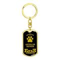 Dog Dad Gift Australian Shepherd Swivel Keychain Stainless Steel or 18k Gold