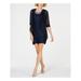 R&M RICHARDS Womens Navy Glitter 3/4 Sleeve Jewel Neck Mini Shift Party Dress Size 10P