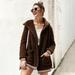New Women Plush Faux Fur Coats Cardigan Hooded Long Sleeve Pockets Fake Cashmere Furry Winter Casual Overcoat Outwear