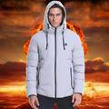 CVLIFE Mens Electric Heating Long Sleeve Jacket Coat Heated Cloth Jacket USB Thermal Warm Winter Body Warmer Hooded Vest Infrared Heating Clothing Pad Outwear Clothes Body Winter Warm