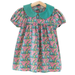 Toddler Summer Floral Puff Short Sleeve Doll Collar Button Princess Dress