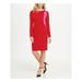 DKNY Womens Red Color Block Long Sleeve Jewel Neck Above The Knee Sheath Cocktail Dress Size 16