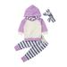 wsevypo Newborn Baby Boys Girls Hooded Sweatshirt Top+Long Stripe Pants+Headband 3pcs