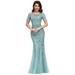 Ever-Pretty Womens Sparkly Prom Military Ball Gowns for Women 07707 Dusty Blue US14