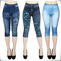 NEW Women's Leggings In Jeans 3/4 Summer Leggings Jeggings Skinny Butterfly Printed Cropped Pants