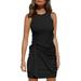 Sexy Dance Women 2021 Casual Sleeveless Party Bodycon Dress Summer Solid Color Slim Dress with Tie Belt Black XXL(US 20-22)