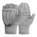 Half-finger Wool Gloves for Women and Men, Flip Cute Dual-use Wool Gloves Light Gray