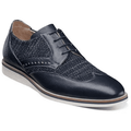 Stacy Adams Shoes Locke Wingtip Oxford Knit ,Smooth Leather Navy 25450-410