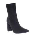 High Block Heel Bootie - Faux Fur Lining Pointed Toe Ankle Boot (Woman)