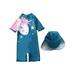 UKAP Children Kids Baby Girls Swimsuit Toddler One-Piece Bathing Suit Swimwear with Cap Two Pieces Set Cute Long Sleeve Swimming Suit Cartoon Swimming Costumes Summer Beachwear