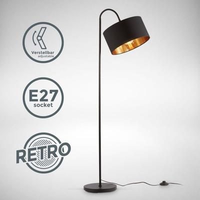 Stehlampe - Schalter, schwenkbar, Stoffschirm, E27 Fassung, Schwarz Image