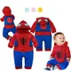 Barboteuse à Capuche en Coton pour Nouveau-né Garçon et Fille Combinaison Imprimée Spider Man