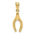 14k Yellow Gold Wish Bone Pendant Charm Necklace Good Luck Italian Horn