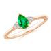 May Birthstone Ring - Pear Emerald Solitaire Ring with Trio Diamond Accents in 14K Rose Gold (6x4mm Emerald) - SR1122ED-RG-AAA-6x4-3