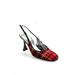 Pre-ownedDolce & Gabbana Womens Plaid Slingback Pumps Red Black Wool Patent Leather 38