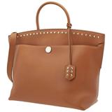 Burberry Copper Brown Studded Leather Society Top Handle Bag