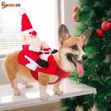 Spencer Dog Santa Claus Riding Christmas Costume Funny Pet Cosplay Coat Cowboy Rider Horse Designed Outfit Clothes Apparel for Dogs Cats Poodle Puppy Kitten - L