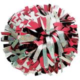 Metallic with Holographic Mix Cheerleading Pom - Red/Silver