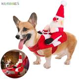 BadPiggies Dog Santa Claus Riding Christmas Costume Funny Pet Clothes Cowboy Rider Horse Designed Outfit for Dogs Cats Chihuahua Poodle Puppy Kitten (L)