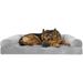 Furhaven Pet Dog Bed - Orthopedic Faux Fur and Velvet Traditional Sofa-Style Living Room Couch Pet Bed with Removable Cover for Dogs and Cats Smoke Gray Jumbo