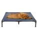 Elevated Dog Bed - 36x29.75-Inch Portable Pet Bed with Non-Slip Feet - Indoor/Outdoor Dog Cot or Puppy Bed for Pets up to 80lbs by PETMAKER (Blue)