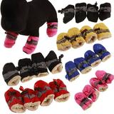 Yesbay 4Pcs/Set Dog Cat Winter Dog Shoes Warm Rain Boots Protective Pet Sports Anti-Slip Shoes For Small Cats Puppy Dogs Socks Booties Warm Yellow