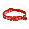 6 Shiny Colors Classic Footprint Pattern Collection - Regular Pets Collars with Bell Personalized Collars or Seatbelts Soft & Safe 12.6in Pastel Color Nylon Dog Collars Harnesses or Leashes Red