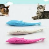 Cat Toothbrush Fish Shape Toys With Catnip Soft Pet Kitten Chew Toy Teeth Brush Silicone Molar Stick Dog Cat Supplies yellow