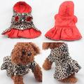 Cozy Reversible Dog Vest Pets Dog Leopard Dress Coats Winter Coat Warm Dog Apparel Cold Weather Dog Jacket with Button Close Cute Dog Hoody Dress Dog Clothes Cotton Pet Dress for Dog Coat XS-XL