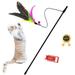 Fridja Feather Teaser Cat Toy - 1 Pcs Retractable Cat Toys Wand Assorted Feathers Birds Worms Catcher with Bell Interactive Teaser and Funny Exercise for Kitten Cats