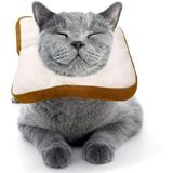 Ludlz Soft Bread Slice Elizabeth Pet Recovery Cone for Cats Small Dogs Cute Bread-Shaped Collar Protective Neck Cone Cartoon Costume for Pet Show Cosplay Toast Cat Headdress Headgear