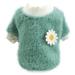 FANTADOOL Cute Plush Round Neck Warm Flowers Sweater Pet Dog Clothes Winter Warm Fleece Pet Coat For Small Dogs French Bulldog Puppy Dog Clothing Green