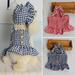 ZEROFEEL Summer Dog Plaid Dress Pet Princess Dress with Hat for Summer and Spring Cute Pet Dog Clothes Puppy Costume
