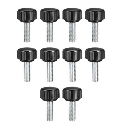 M5x20mm Male Thread Knurled Clamping Knobs Grip Thumb Screw on 10Pcs - Black,Silver Tone