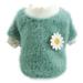 Winter Warm Cute Plush Pet Sweater Dog Round Neck Flowers Clothes Fleece Pet Coat For Small Dogs French Bulldog Puppy Dog Clothing Chihuahua Clothes Pet Home Clothes Green S