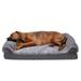 FurHaven Pet Products Two-Tone Faux Fur & Suede Cooling Gel Memory Foam Sofa-Style Pet Bed for Dogs & Cats - Stone Gray Large