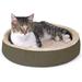 K&H Pet Products Thermo-Kitty Cuddle Up Indoor Heated Cat Bed for Dogs & Cats Washable Pet Bed Round Thermal Cat Mat with Short Bolster - Mocha 16 Inches