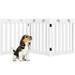 Gymax 24 Folding Wooden Freestanding Dog Gate Pet Gate W/360Â° Flexible Hinge